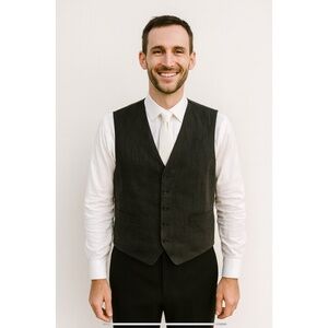 BACHRACH VEST BUTTON FRONT RIBBON TIE BACK VINTAGE WEDDING GUEST HOLIDAY MEN 48R